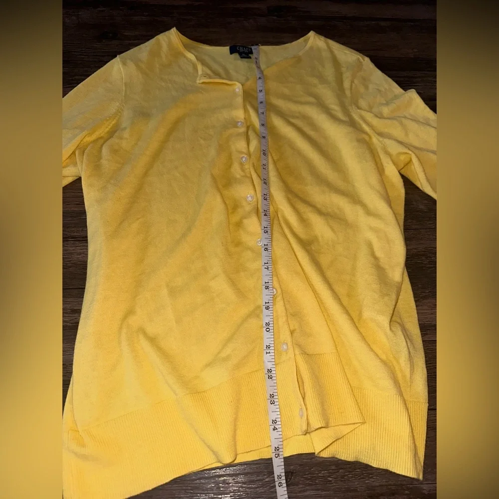 Chaps Yellow Button up Sweater size 1X 100% Cotton